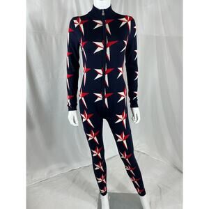 Perfect Moment Star Knit Blue Merino Wool Onesie Jumpsuit Size S
